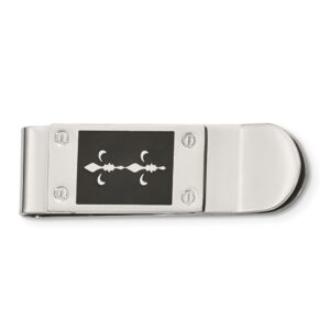 Stainless Steel Enameled Fleur de Lis Money Clip