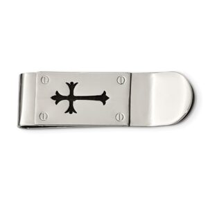 Stainless Steel Money Clip with a Black Carbon Fiber Cross Inlay