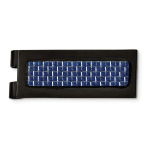 Stainless Steel Black IP-Plated with Blue Carbon Fiber Inlay Money Clip