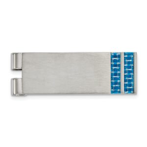Stainless Steel Blue Carbon Fiber Inlay Money Clip