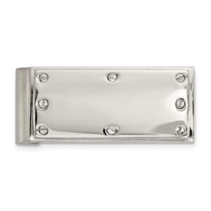 Stainless Steel Polished Screw Accented Money Clip