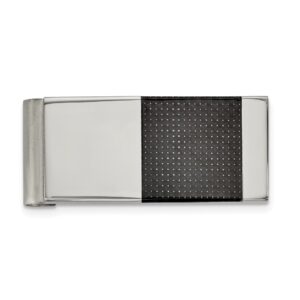 Stainless Steel with Black Carbon Fiber Inlay Money Clip