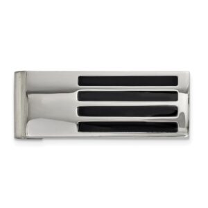 Stainless Steel with Black Enamel Money Clip