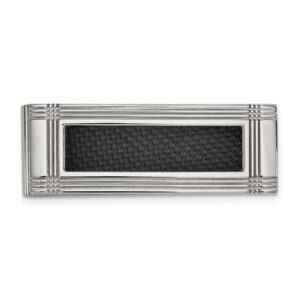 Stainless Steel with Black Carbon Fiber Inlay Money Clip
