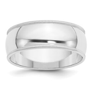 8mm Milgrain Half Round Band