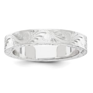 White Gold Fancy Etched Wedding Band