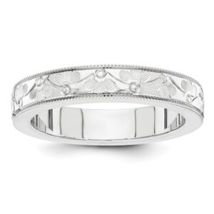 White Gold Fancy Etched Wedding Band