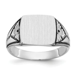 Men's 14 kt. White Gold Antiqued Signet Ring
