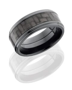 Men's Zirconium Band with an Inlay of Black Carbon Fiber