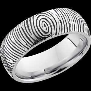 Men's Cobalt Chrome Band with a Laser Carved Finger Print Pattern